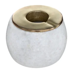 Cinzeiro EDI mármore branco e dourado