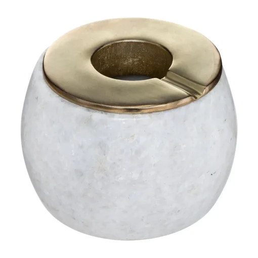 Cinzeiro EDI mármore branco e dourado