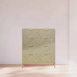Cómoda CHEVRON bege com 4 gavetas