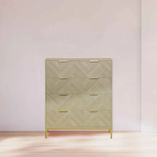 Cómoda CHEVRON bege com 4 gavetas