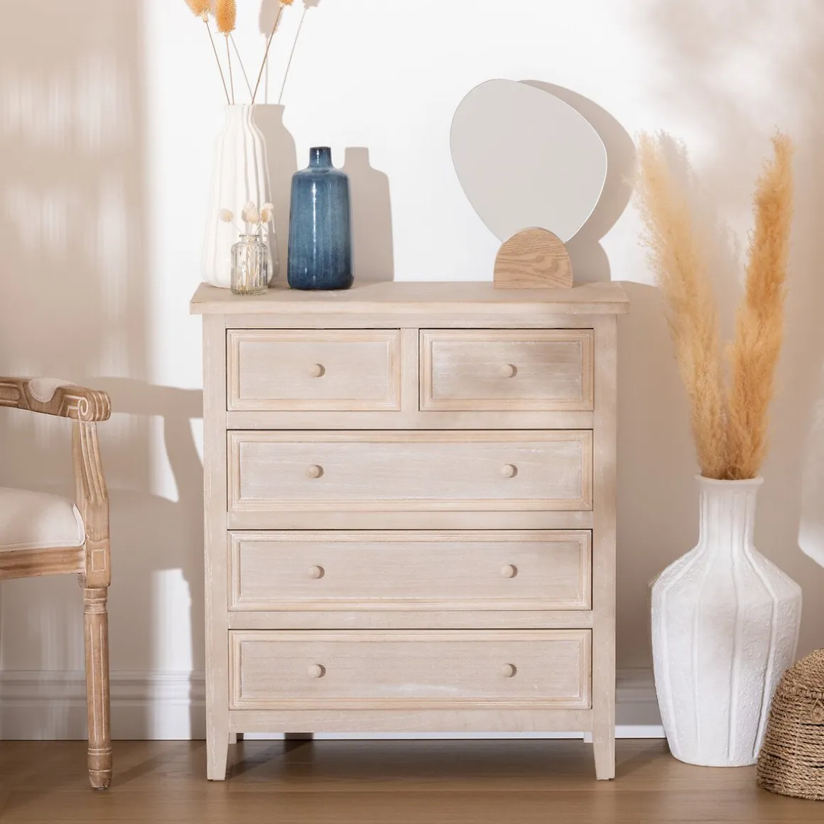 Cómoda com 5 gavetas CHARME cinza