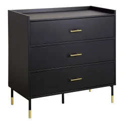Cómoda com 3 gavetas TEDY preto