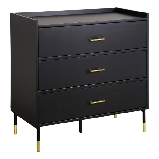 Cómoda com 3 gavetas TEDY preto