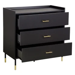 Cómoda com 3 gavetas TEDY preto