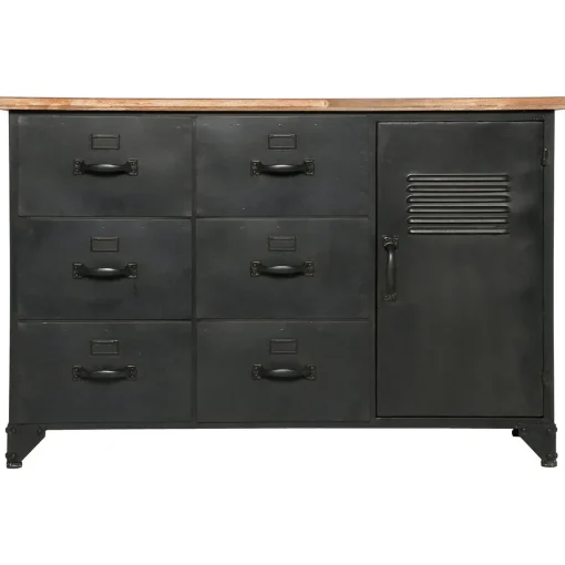 Cómoda com 6 gavetas TOROF preta em metal