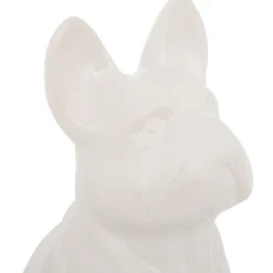 Cão decorativo branco em cerâmica