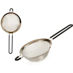 Coador preto em inox com cabo de silicone 16cm