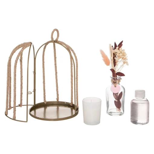 Coffret em forma de gaiola com vela e difusor linho PAOLA