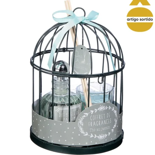 Coffret em gaiola com vela e difusor