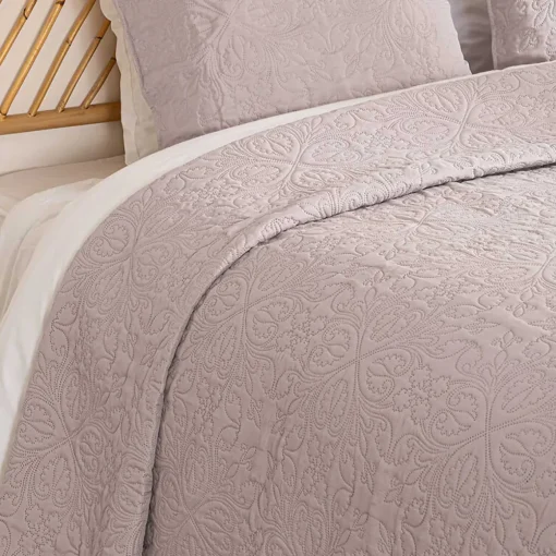 Colcha com 2 capas de almofada taupe 240x260cm