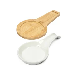 Colher de cerâmica com base em bambu