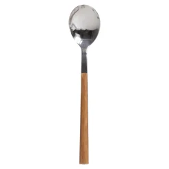 Colher de sobremesa LUNE em inox com cabo castanho