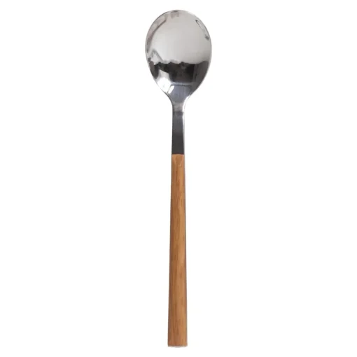 Colher de sobremesa LUNE em inox com cabo castanho