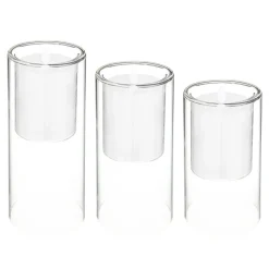 Conj. 3 velas led com castiçal de vidro