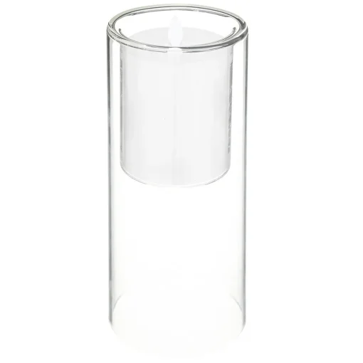 Conj. 3 velas led com castiçal de vidro