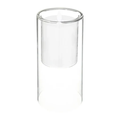 Conj. 3 velas led com castiçal de vidro
