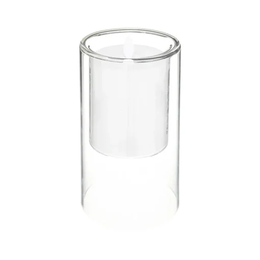 Conj. 3 velas led com castiçal de vidro