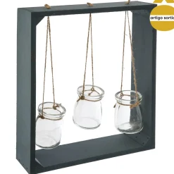 Conjunto 3 jarras em vidro com suporte