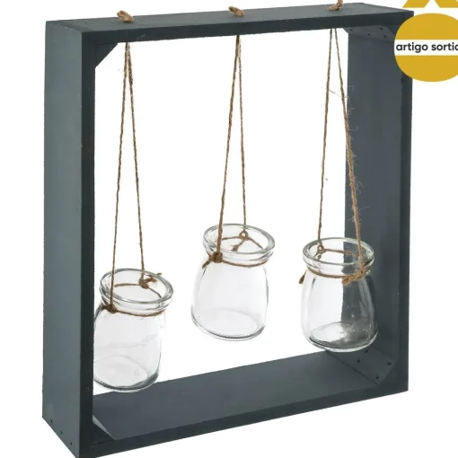 Conjunto 3 jarras em vidro com suporte