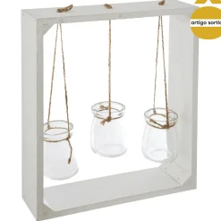 Conjunto 3 jarras em vidro com suporte