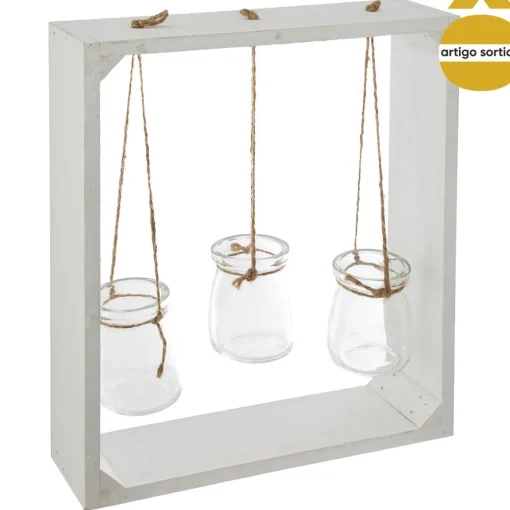 Conjunto 3 jarras em vidro com suporte