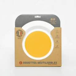 Conjunto 4 Pratos Unie Amarelo 23cm