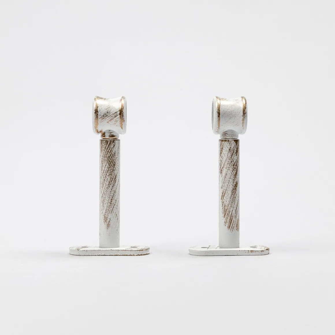 Conjunto 2 suportes branco/ouro 90mm