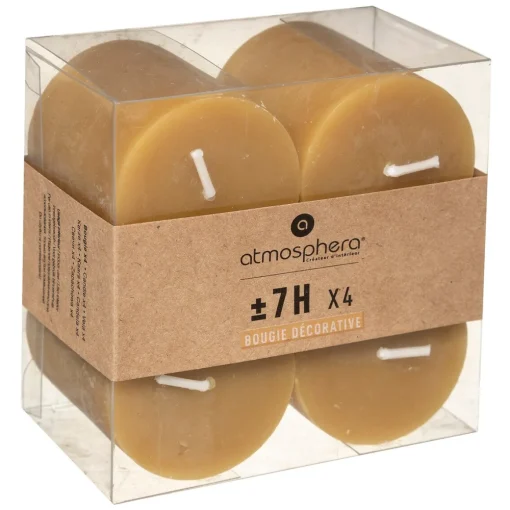 Conjunto 4 velas rústicas amarelas