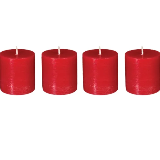 Conjunto 4 velas rústicas vermelhas