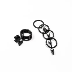 Conjunto de 8 argolas com mola preto mate d20cm
