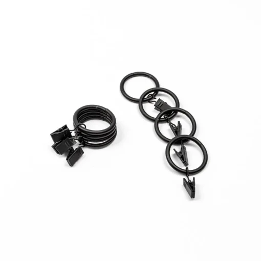 Conjunto de 8 argolas com mola preto mate d20cm