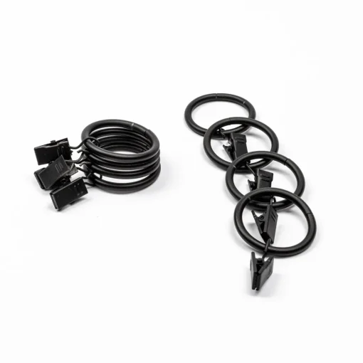 Conjunto de 8 argolas com mola preto mate d20cm