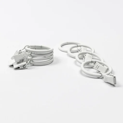 Conjunto de 8 argolas com mola branco mate d20cm
