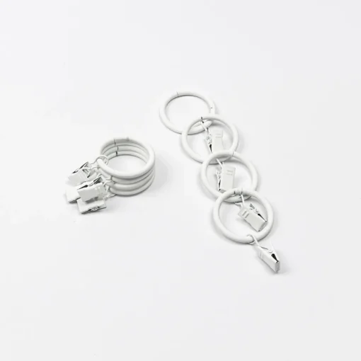 Conjunto de 8 argolas com mola branco mate d20cm