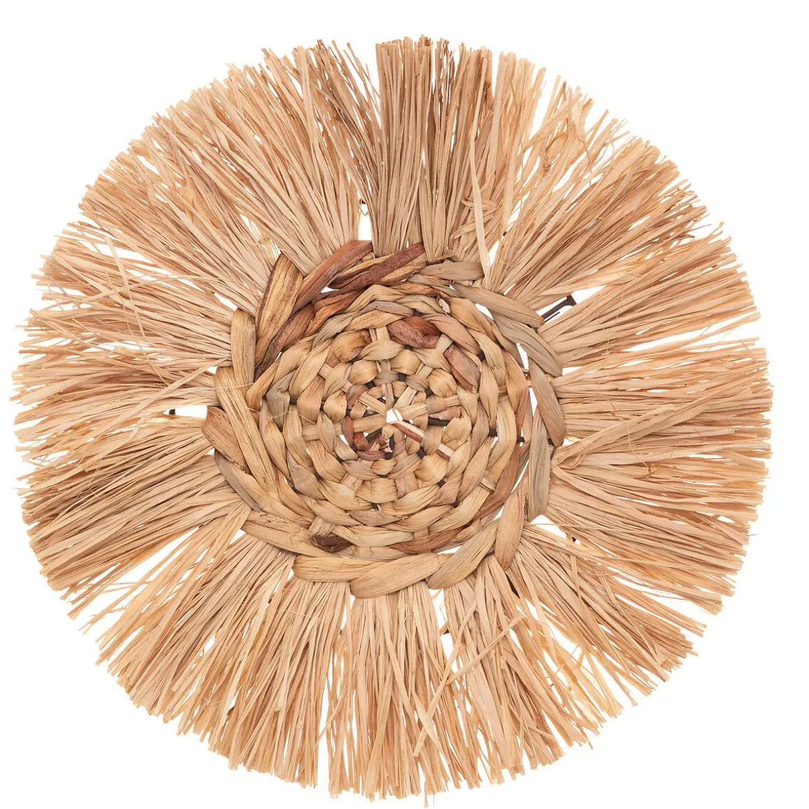 Conjunto de 3 bases decorativas redondas em ráfia