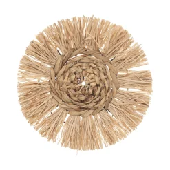 Conjunto de 3 bases decorativas redondas em ráfia