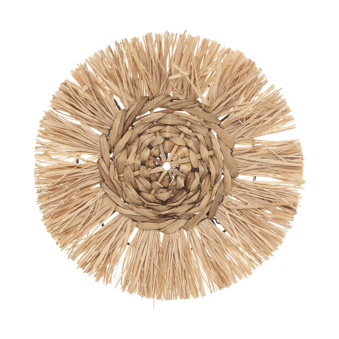 Conjunto de 3 bases decorativas redondas em ráfia