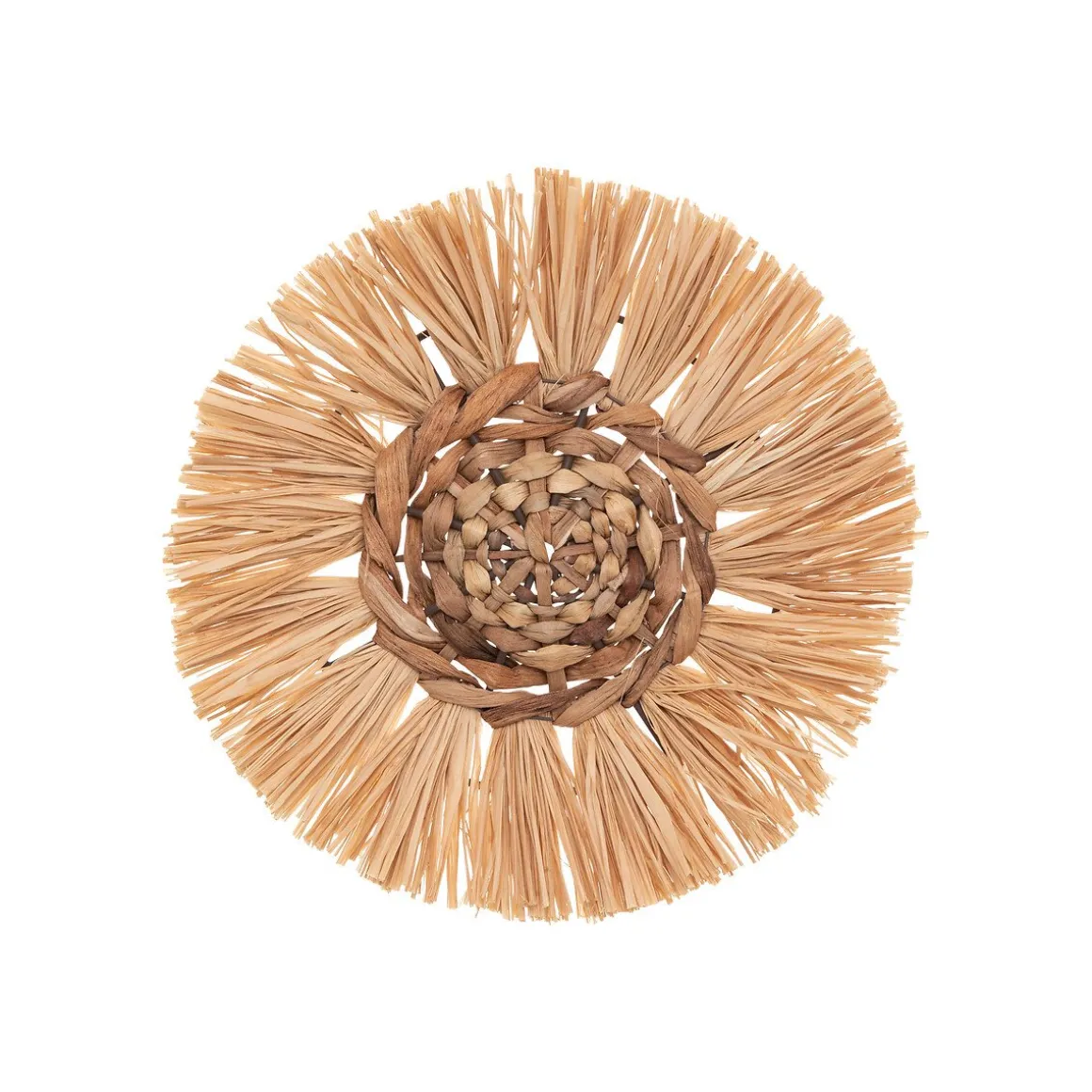 Conjunto de 3 bases decorativas redondas em ráfia