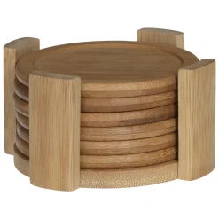 Conjunto de 6 bases em bambu para copos