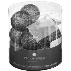 Conjunto de 10 bolas 6cm pretas led