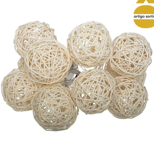 Conjunto de 10 bolas led em rattan