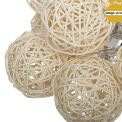 Conjunto de 10 bolas led em rattan
