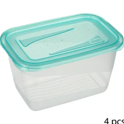 Conjunto de 4 caixas com tampa azul 0,75l