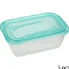 Conjunto de 5 caixas com tampa azul 0,5l