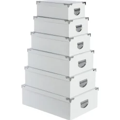 Conjunto de 6 caixas de arrumação brancas
