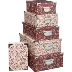 Conjunto de 6 caixas de arrumação estampadas