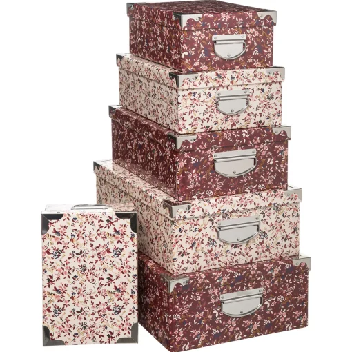 Conjunto de 6 caixas de arrumação estampadas