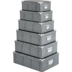 Conjunto de 6 caixas de arrumação CROCO
