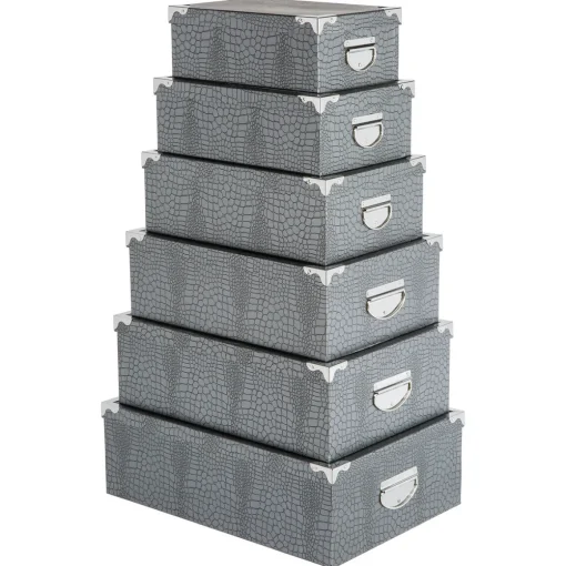 Conjunto de 6 caixas de arrumação CROCO