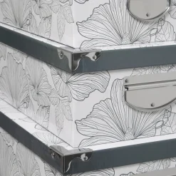 Conjunto de 6 caixas de arrumação com flores